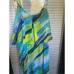 Calvin Klein NWT Spaghetti Strap Maxi Dress Blue/ Green Size 6 ruffled layer Photo 12