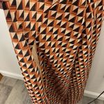 Showpo Geometric Print Spaghetti Strap Maxi Dress Size 16 Side Slit Brown Photo 2