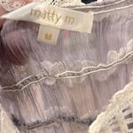 matty m  Vintage 100% Silk Cami Top Lace Trim Light Gray/Lilac-Medium Photo 4