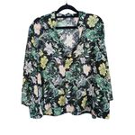 Club Monaco  Sheer Floral Blouse Small Green Whimsigoth Photo 3