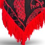 Vintage Black Red Peacock Fringe Shawl Poncho Boho Statement Holiday Topper Size M Photo 6