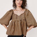 Nasty Gal Gingham Puff Sleeve Top Photo 0