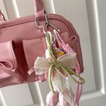 Pink Front Pocket Bow Shoulder Bag with Pearl Lace Bow and Tulip Bear Charm Photo 2
