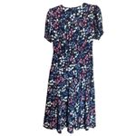 Lewit Midi Dress Womens 2 Multicolor Floral Print Silk Valentines Cocktail Photo 4