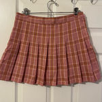 Amazon  Pink Plaid Pleated Mini Skirt Photo 0