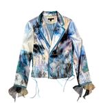 VTG. Y2K BOHO CHIC CORSET FAIRY LACE UP VELVET LINED BLAZER JACKET SZ. 8 MEDIUM Blue Photo 1