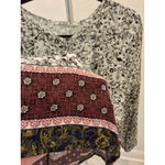 Chloe K Women's M Floral Paisley Mixed Print Tunic Blouse Top Boho Cream Black Photo 5