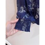 Ralph Lauren Polo Womens Blue Floral Smocked V Neck Long Sleeve Blouse XXL Photo 1