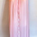 Vintage Pink Chiffon Lace Long Nightgown Sheer Barbie Cottage Large 60's Photo 0