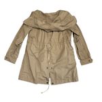 Vintage Brown Polka Dot 90s Y2K Cropped Trench Coat Jacket Hooded Pockets 8 Photo 2