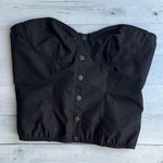 SheIn Black Denim Look Button Down Strapless Top M Photo 0