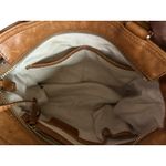 Michael Kors Leather Satchel Tote Bag Woven Details Buckle Accents Brown Photo 4