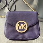 Michael Kors Fulton Leather Flap Crossbody Bag, Purple & Gold Tone Retail $208 Photo 5