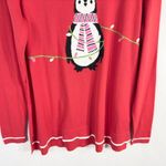Crown & Ivy Crown Ivy Large Sweater Top‎ Red Penguin Knit Christmas Ugly Long Sleeve 1016 Photo 3