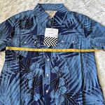 Free People Sandrine Rose by Women's Blue Tropical Western Short Sleeve Shirt XS Photo 3