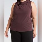 Universal Standard Cowl Neck Crepe Tank Top Shell Sleeveless Dark Brown 4XS NWT Photo 0