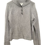 Christopher & Banks  Gray Button Mock‎ Neck Knit Sweater Pullover Casual Large Photo 0