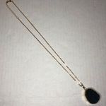 Necklace Black Agate Druzy Stone Necklace w/ 20” Gold Chain BRAND NEW Photo 1
