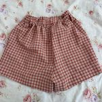 Lottie Moss Pink and White Plaid Shorts Photo 6