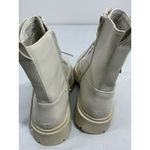 Womans NOBO Sintetico Memory Foam Ivory Lace Up Chunky Heel Combat Boots 10 Photo 4