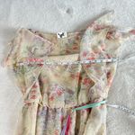 Jeri Modes Vintage 70s Sheer Chiffon Floral Midi Dress Womens M Pink Tie Waist Size M Photo 4