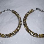 Silver and Gold Chunky Sparkle Hoop Earrings Gold Photo 4