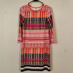 Eliza J Colorful Crosshatch 3/4 Sleeve Jersey A-line Dress minidress size 6 Photo 1