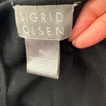 Sigrid Olsen  Black V Neck Twist Front Knit Sweater XL Crochet Trim Pink Beading Photo 4