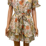 Blush XL ruffle floral faux wrap romper front tie D4 2381 Photo 0