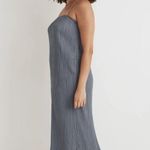 Madewell  The Goldie Dress Plissé in Teapot Blue 8 New Womens Midi Photo 3