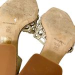 Paloma Barcelo Woven Espadrille Sandals Size 37 Gold Leather Block Heel Spain Tan Photo 10