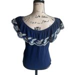 Anthropologie Moulinette Soeurs Embroidered Nautical Navy Sz Medium Top Photo 6