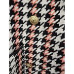 Joie  Houndstooth Blazer Jacket Pink Black White Gold Buttons Double Breasted L Photo 3