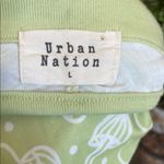 Green Halter BoHo Crop Tank Top with White Mushroom Pattern Size L Photo 2