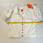 HEARTS OF PALM Womens White Button Up Floral Mimosa Time Jacket Cropped Size 12 Photo 1