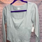 MANGOPOP  Light Gray Square Neck Bodysuit Photo 0
