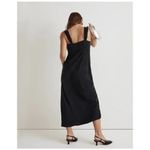 Madewell  Square Neck Midi Dress Size 8 in True Black NWT Cupro Photo 2