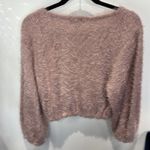 Altar'd State Fuzzy Crop Top Sweater Long Sleeve Blush Pink Size L Photo 2