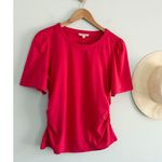 Madewell | NWT Side-Cinch Puff-Sleeve Tee in watermelon | Sz M Photo 2