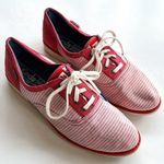 Keds Womens Size 7.5 Oxford Sneakers Shoes Red White Stripes Canvas Lace Up Photo 0