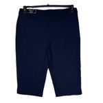 Alfred Dunner  Petite SZ 16P Allure Capris Stretch Pull-On Flat Front Pocket Navy Photo 2