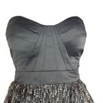Hailey Logan by Adrianna Papell Size 1/2 Mini Dress Gray Sparkle Strapless Prom Photo 2