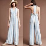 Line and Dot Anthropologie  Bandana Halter‎ Jumpsuit Blue Boho Spring Resort Photo 1