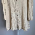 Free People Free People Long Sleeve Mini Dress Button Front Neutral Beige Boho size L Photo 2