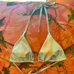 silver metallic y2k shiny triangle tie bikini top Photo 0