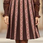 Ann Taylor  Pleated Silk Skirt Cottage Academia 4P Embroidered Tapestry Lined Photo 1