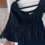 Bershka  women small black linen alike dress 3/4 sleeve loose fit beach summer Photo 1