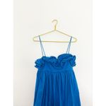 Mango  Cobalt Blue Long Maxi Dress Ruffles Size Small Babydoll Preppy Art Chic Photo 4