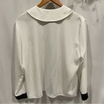 Vintage 80’s funky collar white silky blouse black trim art deco chunky jewel Size 12 Photo 9