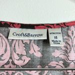 Croft & Barrow  Stretch Sleeveless Dress Size 14 Damask Floral Pattern pink brown Photo 4